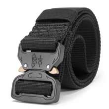 Cinturon tactico ligero ajustable de mariposa uniforme guardia seguridad pesca campamento rescate - Negro - Ver 2