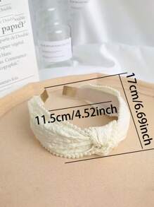 1pc Girls' High Crown Headband With Pearl & Bow & Ruffle Decor For Princess Look