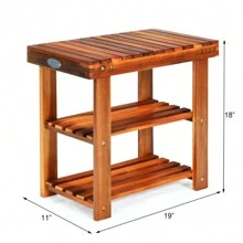 SlickBlue 3-Tier Wood Shoe Rack 19' Shoe Bench Boots Organizer