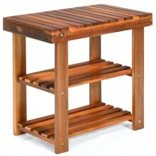 SlickBlue 3-Tier Wood Shoe Rack 19' Shoe Bench Boots Organizer