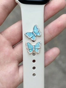 1 Bộ/2 Chiếc Dây đeo đồng hồ thông minh đính đá bướm màu xanh lam Phụ kiện đinh tán Dây đeo đồng hồ tương thích với Apple Watch 38/40/41/42/44/45/49mm Ultra/SE/9/8/7/6/5/4/3/2/1 - Nhiều màu - Xem 8