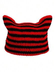 Cute 1pc Women Wool Mix Striped Pattern Casual Beanie - Black - View 8