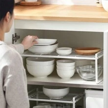 1 Miếng Sắt Tủ Lưu trữ Hộp đựng Cái giá , Phòng bếp Bồn rửa chén Giá để đồ , Giá lưu trữ trên bàn , Bồn rửa chén Nồi Giá đỡ , Giá lưu trữ gia vị , Phụ kiện Nhà bếp - trắng - Xem 2