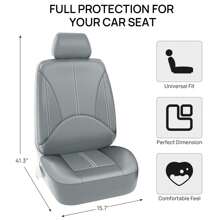 9pcs PU Leather Universal Car Seat Cover 5 Seats Waterproof Cushion,Car Seat Cover Full Set - 灰色 - 查看 7