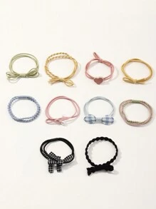 10pcs/Pack Girls' Cartoon Hair Ties/Hair Bands Set - Multicolor - View 2