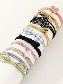 10pcs/Pack Girls' Cartoon Hair Ties/Hair Bands Set - Multicolor - View 1