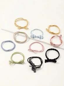 10pcs/Pack Girls' Cartoon Hair Ties/Hair Bands Set - Multicolor - View 4