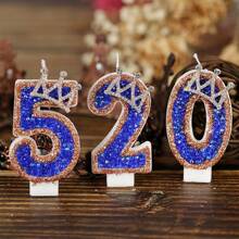 1pc Festival Cake Decorative Candle, Number Shaped Birthday Cake Candle, Crown Decor Party Candle,Christmas