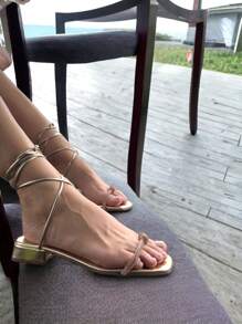 Women Heeled Sandals - Vàng - Xem 10