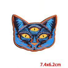 新品到貨卡通動物刺繡布貼,環形徽章縫製修補裝飾服飾,創意貓形貼布