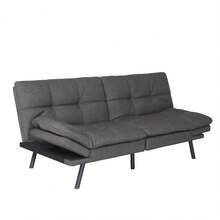 Convertible Memory Foam Futon Couch Bed, Modern Folding Sleeper - Dark Grey - View 3