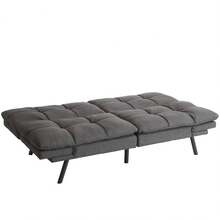 Convertible Memory Foam Futon Couch Bed, Modern Folding Sleeper - Dark Grey - View 4