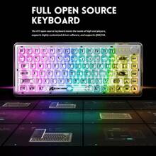 ATTACK SHARK Wired Hot-Swappable Mechanical Gaming Keyboard With Clear Keycaps 75 White Clear Keyboard, Linear Switch, Coiled Cable, TKL, Ergonomic Design, RGB Backlit, Suitable For PC Gamers - White transparent glass switch - View 8