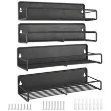4Pcs Strong Magnetic Spice Rack Organizer Fridge Storage Shelf For Jars Seasoning Tins Utensils Space Saver Holder For Refrigerator Microwave