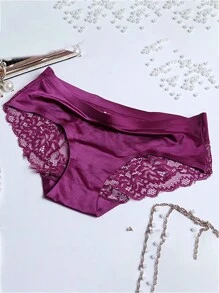 3 Peças Calcinhas Sem Costura de Cintura Baixa com Detalhes em Renda Lingerie