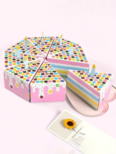 8/10/15/20pcs Set, Cute Birthday Gift Candy Box, With Handle Gift Box, Triangular Cake Shape, Birthday Party Creative Gift Box, Party Company Gift Box, Small Business Supplies, Packaging Box, Wedding Decoration, Wedding