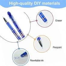 13Pcs/Set(10 Refills + 2 Pens + 1 Eraser) Erasable Pen Set Washable Handle Black Blue Red Ink Writing Gel Pen Refill Rods For School Office Stationery Supplies