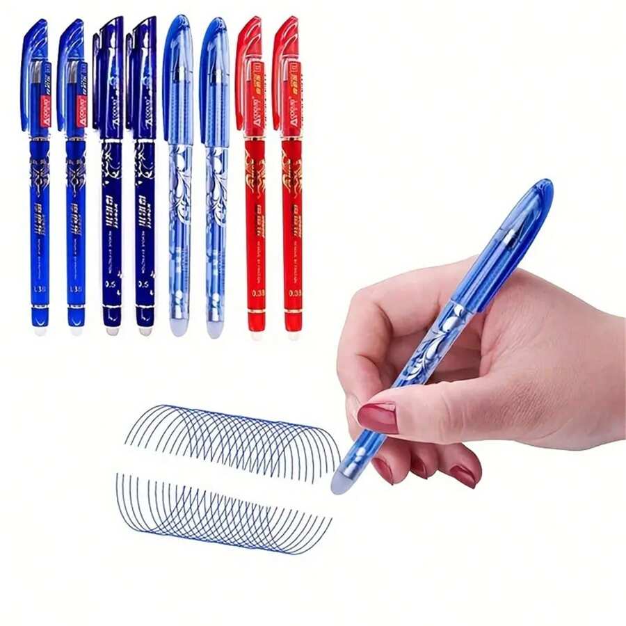 13Pcs/Set(10 Refills + 2 Pens + 1 Eraser) Erasable Pen Set Washable Handle Black Blue Red Ink Writing Gel Pen Refill Rods For School Office Stationery Supplies