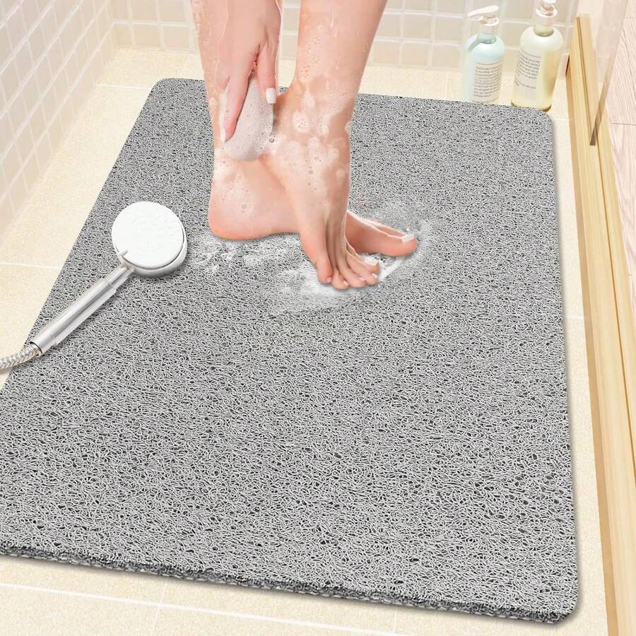 PVC Loofah (Phthalate Free) Shower/Bathtub Mat Non-Slip  24x16 Inch  Soft Tub Mat With Drain  For Tub And Bathroom Quick Drying Grey - Multicolor - View 1