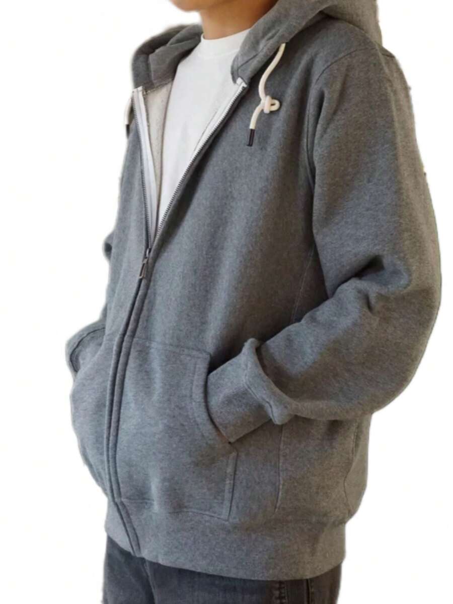 Men Zip-Up Hoodies - 深灰色 - 查看 1