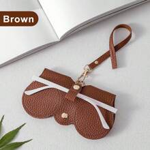1pc Litchi Embossed Glasses Cover Cute Hanging PU Leather Sunglasses Reading Glasses Storage Bag Portable Travel Eyewear Holder,Minimalist Eyeglass Pouch For Women Glasses Accessories For Women