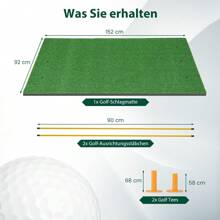 Tappetino da golf, tappetino da pratica da golf 152x92 cm / 152x117 cm con 2 aste di allineamento e 2 tee da golf, tappetino da allenamento da golf per uso interno ed esterno