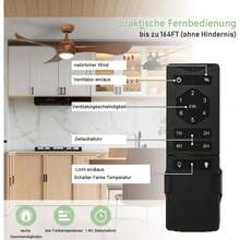136cm 3 Blades Ceiling Fans With LED Lights, Electric Fan With Remote Control, 6 Speed Levels And 1-8 Timer - Brown - View 4