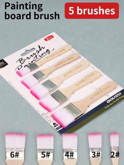 opeth 5pcs Wooden Handle Dual Color Nylon Brush For Oil Painting, Dust Cleaning And Painting Pigments Back To School,Back To School,School Supplies