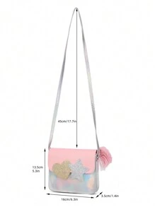 Cute Mini Clamshell Square Bag, Cross Body Bag With Stars And Hearts Design, Girls Everything Casual Handbag