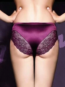 3 Peças Calcinhas Sem Costura de Cintura Baixa com Detalhes em Renda Lingerie