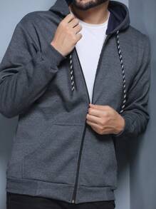 Men Zip-Up Hoodies - Dark Grey - View 2