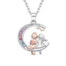 1件欧美简约风闺蜜/情人节/生日礼物吊坠项链，创意时尚水钻项链，女士款 - 銀色 - 查看 7