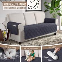 1/2/3 Seat Waterproof Sofa Covers With Non Slip Backing, Cushion Covers Couch Covers With Side Pocket Washable Chair Covers Furniture Protector Recliner Cover For Cats Couch, Dog Bed Black Grey - 黑色 灰色 - 查看 6