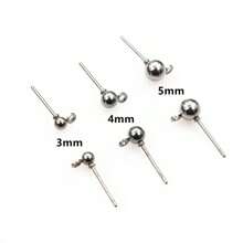 40pcs 3/4/5mm Diameter Ball Stud Earrings Basic Pins With Connector Loop For DIY Jewelry Making Accessories Supplies
