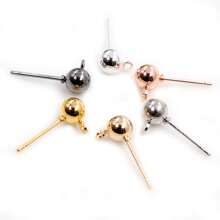 40pcs 3/4/5mm Diameter Ball Stud Earrings Basic Pins With Connector Loop For DIY Jewelry Making Accessories Supplies