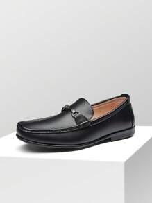 Men's Horsebit Loafers Slip On Casual Comfortable Dress Leather Shoes For Men Mens Dress Loafers - Black - View 2