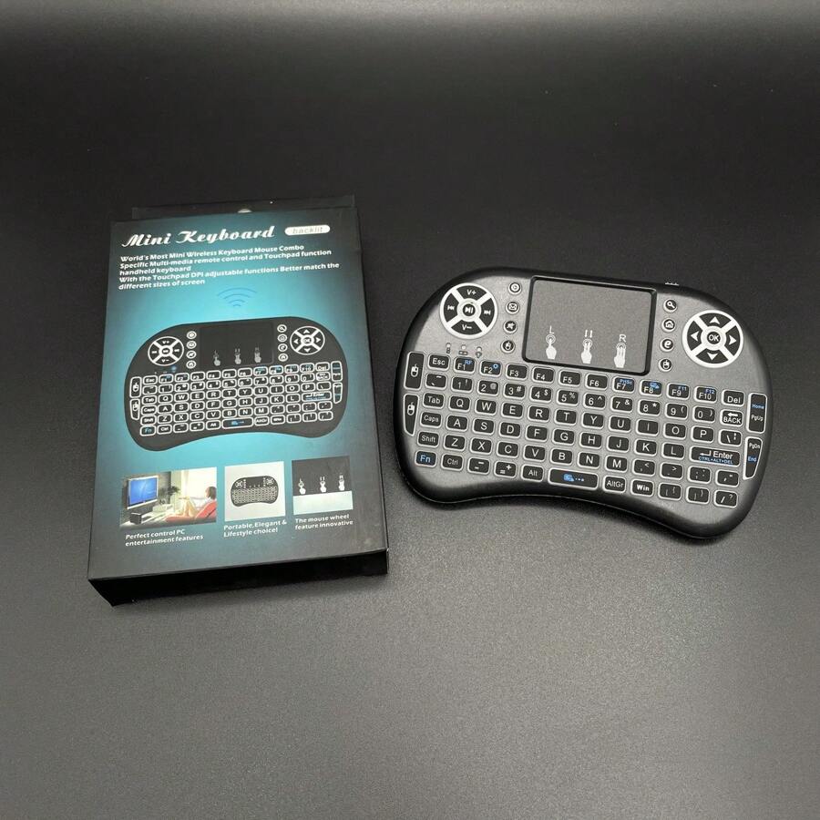 Mini Teclado WiFi con Mouse Pad Recargable para Computadoras Smart TV con teclas retro-Iluminadas 3 tonos - Negro - Ver 1