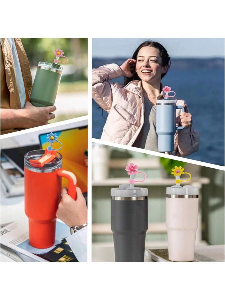 JLY296 - 2 topper per cannuccia in silicone a forma di stella rossa