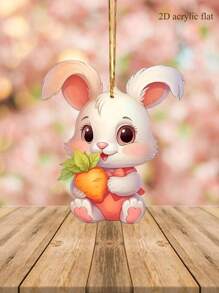 1入復活節黃色胡蘿蔔兔亞克力雙面掛飾與金繩,是一個好的復活節禮物和裝飾,適用於汽車後視鏡,背包,家庭聚會,日常使用,也適合作為禮品卡 - 彩色 - 查看 1
