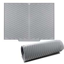 1個大矩形形狀多用途排水墊,廚房台面墊,用於乾燥餐具,杯子,碗,盤子等 - 黑色 - 查看 10