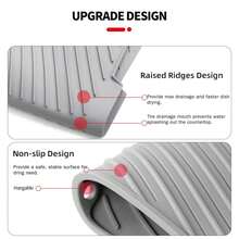 1個大矩形形狀多用途排水墊,廚房台面墊,用於乾燥餐具,杯子,碗,盤子等 - 黑色 - 查看 5