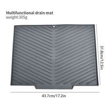 1個大矩形形狀多用途排水墊,廚房台面墊,用於乾燥餐具,杯子,碗,盤子等 - 黑色 - 查看 8