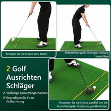 Tappetino da golf, tappetino da pratica da golf 152x92 cm / 152x117 cm con 2 aste di allineamento e 2 tee da golf, tappetino da allenamento da golf per uso interno ed esterno