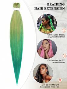 8 sợi tóc tết duỗi sẵn, tóc tết ombre nhiều màu, tóc nối bằng sợi tổng hợp, cài nước nóng để tết, kết cấu Yaki mềm mại, 8 sợi tóc tết duỗi sẵn để tết tóc hộp - Ombre - Xem 4