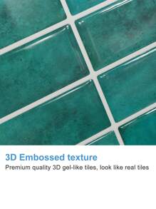 3d綠色直線馬賽克自粘式後擋板,廚房後擋板磁磚,廚房浴室自粘式磁磚,更厚及防水 - 彩色 - 查看 6