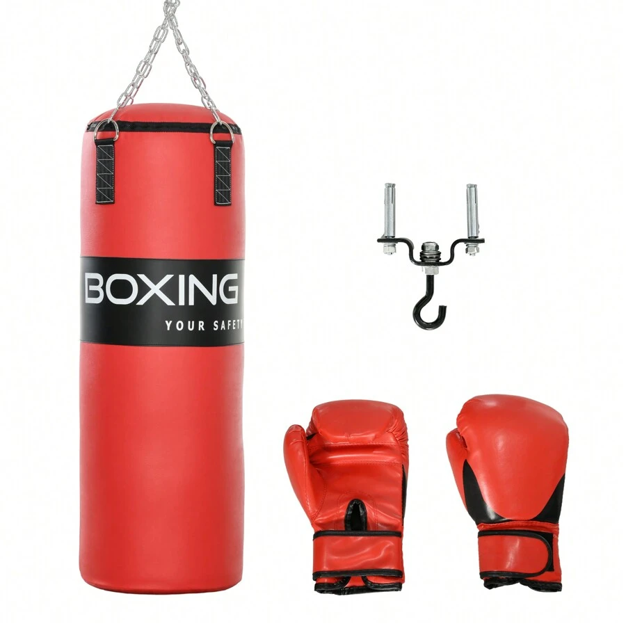 Sac De Boxe Anglaise SFEEXUN Sac De Frappe Pour Homme, Femme, Enfant, Sac De Boxe Pour Intérieur/ Jardin, Sac De Boxe Non Rempli Avec Gants De Frappe, Chaîne, Crochet De Plafond Pour