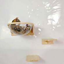 1入創意透明太空艙造型壁掛式貓窩,穩定的貓爬架家具,適合玩耍和休息,最大載重13.6kg (30lb) - 棕色 - 查看 1