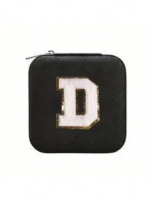 1PC Towel Embroidered Letter Sticker Jewelry Box, The Best Gift For Girlfriends, Earring Necklace Ring Storage Box, Display Desk Drawer, Bracelet Ear Tail Jewelry Bracket, PVC Leather Waterproof Jewelry Box Storage Device, Multi Grid Jewelry Accessories, Female Initials A To Y Birthday Gifts, For Mothers, Female Gifts (Zipper Random) Makeup Bag Makeup Bags Makeup Organizer Make Up Organizer Makeup Storage Make Up Bag