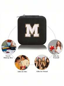 1PC Towel Embroidered Letter Sticker Jewelry Box, The Best Gift For Girlfriends, Earring Necklace Ring Storage Box, Display Desk Drawer, Bracelet Ear Tail Jewelry Bracket, PVC Leather Waterproof Jewelry Box Storage Device, Multi Grid Jewelry Accessories, Female Initials A To Y Birthday Gifts, For Mothers, Female Gifts (Zipper Random) Makeup Bag Makeup Bags Makeup Organizer Make Up Organizer Makeup Storage Make Up Bag