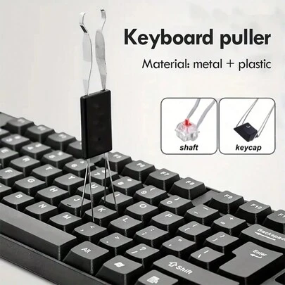 1 Pieza Saca-teclas De Uso Dual Negro Con Cable De Acero, Removedor De Teclas De Metal Para Accesorios De Limpieza De Teclado Mecánico